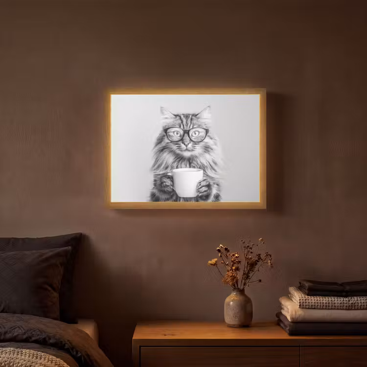 Lightbox - Wandlamp - Kat - Bril - Mok - Pluizig — 3