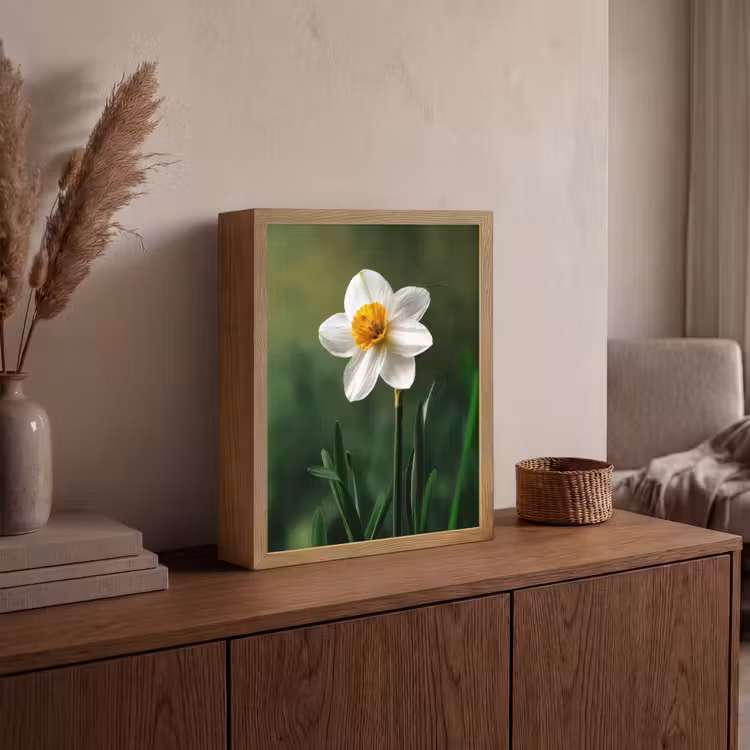 Lightbox - Wandlamp - Narcis - Bloem - Wit - Grassprieten — 4