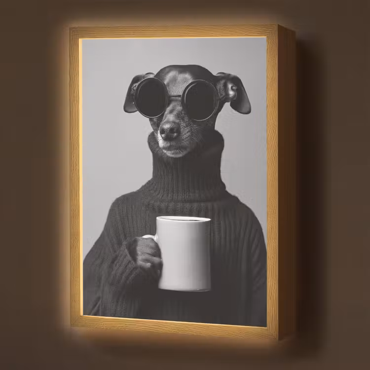 Lightbox - Wandlamp - Coltrui - Hond - Bril - Mok — 1