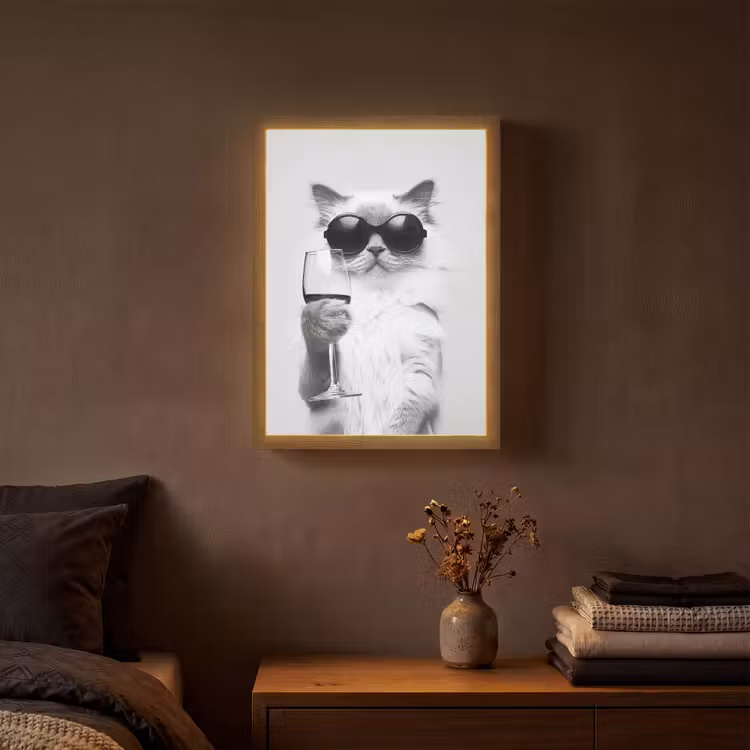 Lightbox - Wandlamp - Kat - Zonnebril - Wijnglas - Langharig — 3