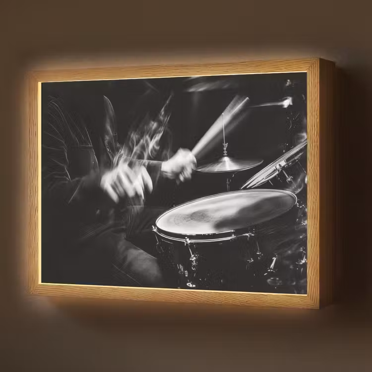 Lightbox - Wandlamp - Drummer - Zwart - Drumstel — 1