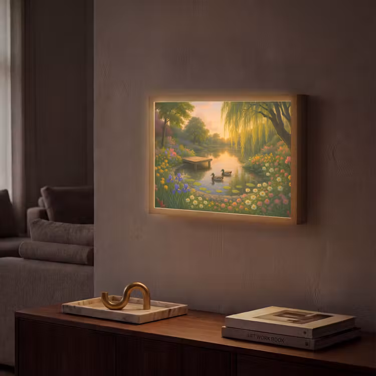 Lightbox - Wandlamp - Eenden - Vijver - Bloemen — 2