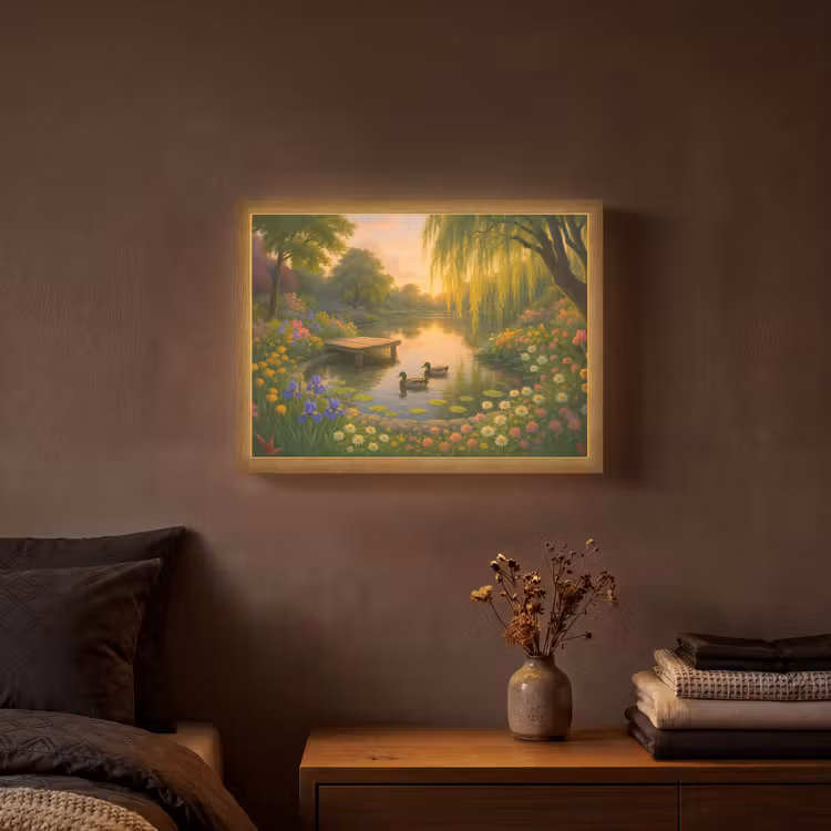 Lightbox - Wandlamp - Eenden - Vijver - Bloemen — 3