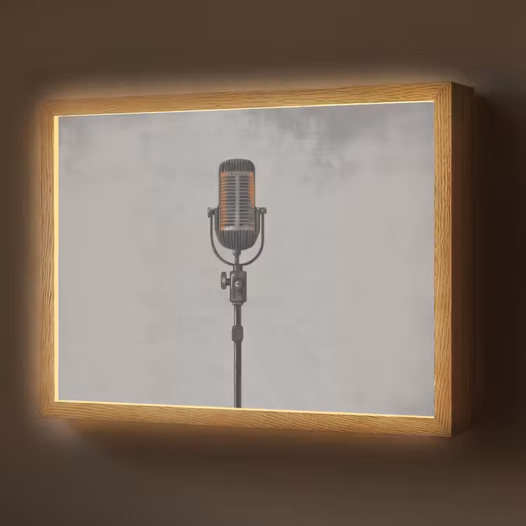 Lightbox - Wandlamp - Microfoon - Vintage - Illustratie - Grijs — 1
