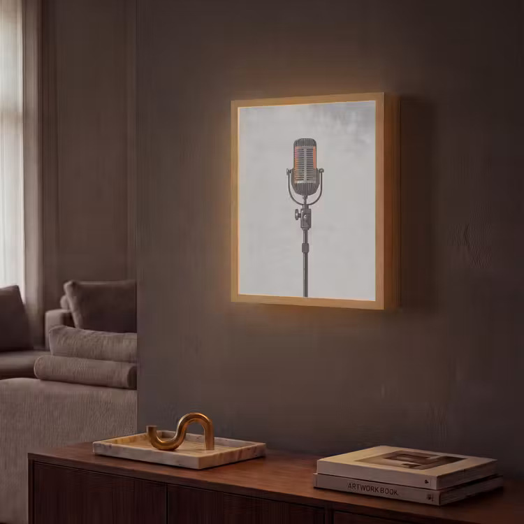 Lightbox - Wandlamp - Microfoon - Vintage - Illustratie - Grijs — 2