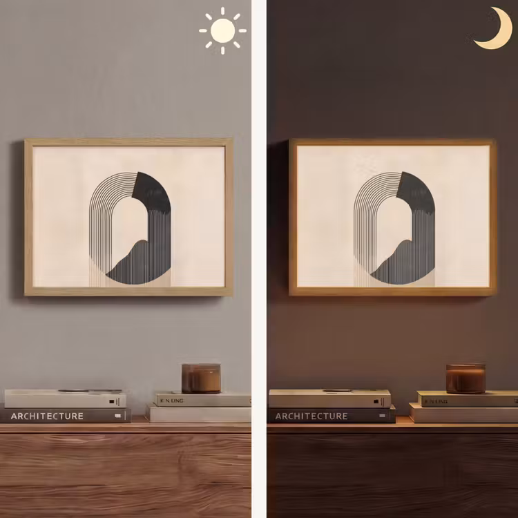 Lightbox - Wandlamp - Grafisch gebogen motief - Beige — 6