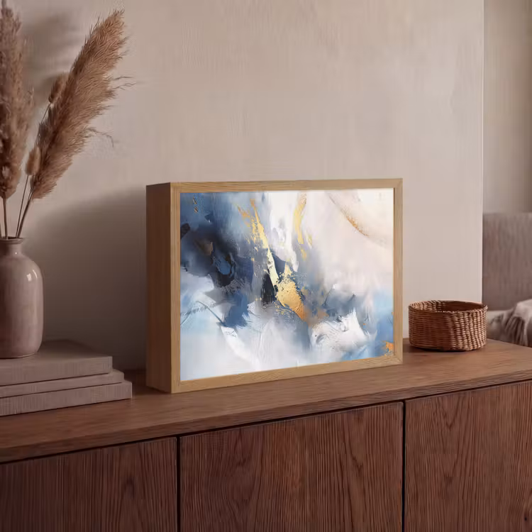 Lightbox - Wandlamp - Blauw - Modern - Marmer - Abstract - Goud — 4