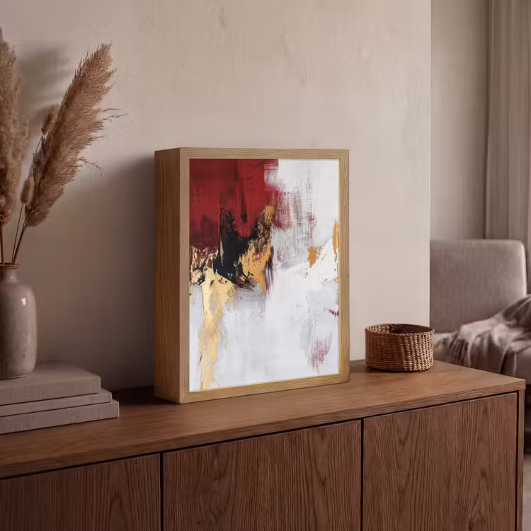 Lightbox - Wandlamp - Rood - Marmer - Abstract - Goud - Modern — 4