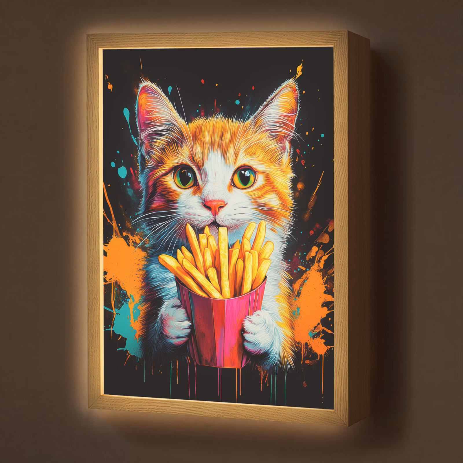 Lightbox - Wandlamp - Kat - Eten - Patat - Graffiti - Abstract — 1