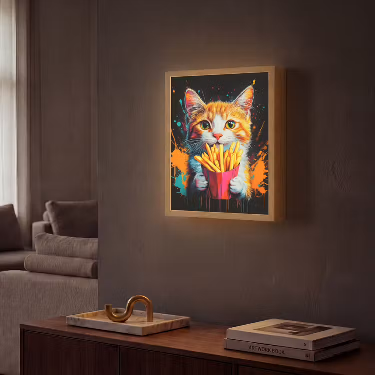 Lightbox - Wandlamp - Kat - Eten - Patat - Graffiti - Abstract — 2