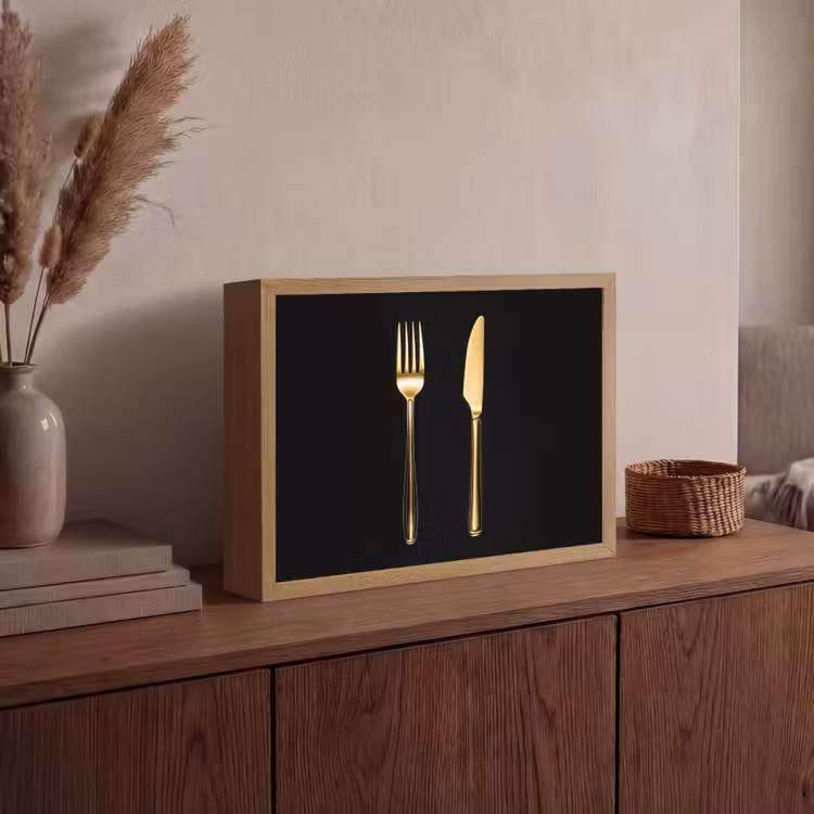 Lightbox - Wandlamp - Bestek - Goud - Mes - Vork — 4