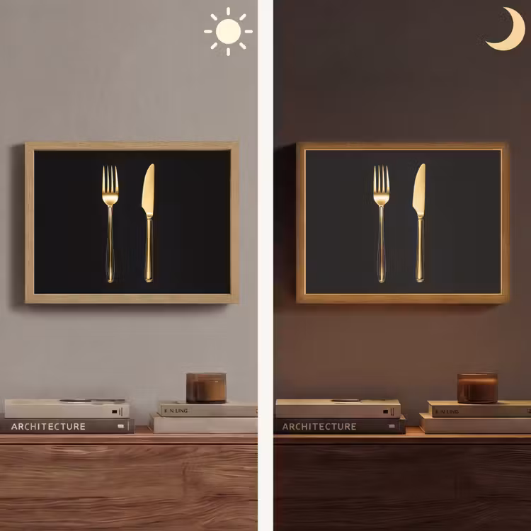 Lightbox - Wandlamp - Bestek - Goud - Mes - Vork — 6