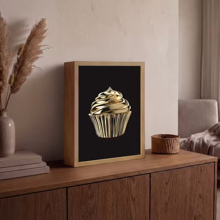 Lightbox - Wandlamp - Cupcake - Eten - Goud - Zwart — 4