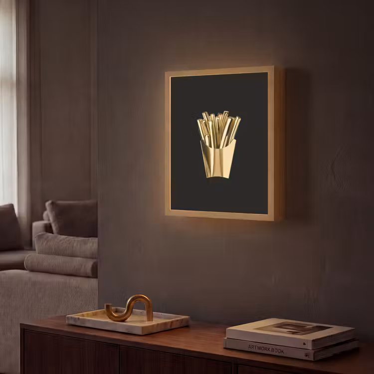 Lightbox - Wandlamp - Friet - Goud - Chrome - Eten — 2