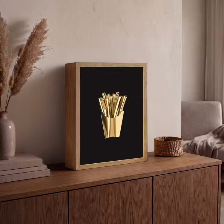 Lightbox - Wandlamp - Friet - Goud - Chrome - Eten — 4