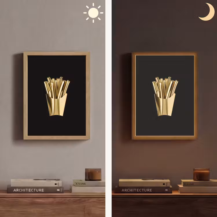 Lightbox - Wandlamp - Friet - Goud - Chrome - Eten — 5