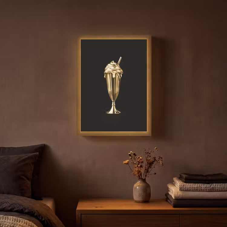 Lightbox - Wandlamp - Milkshake - Goud - Drinken - Zwart — 3