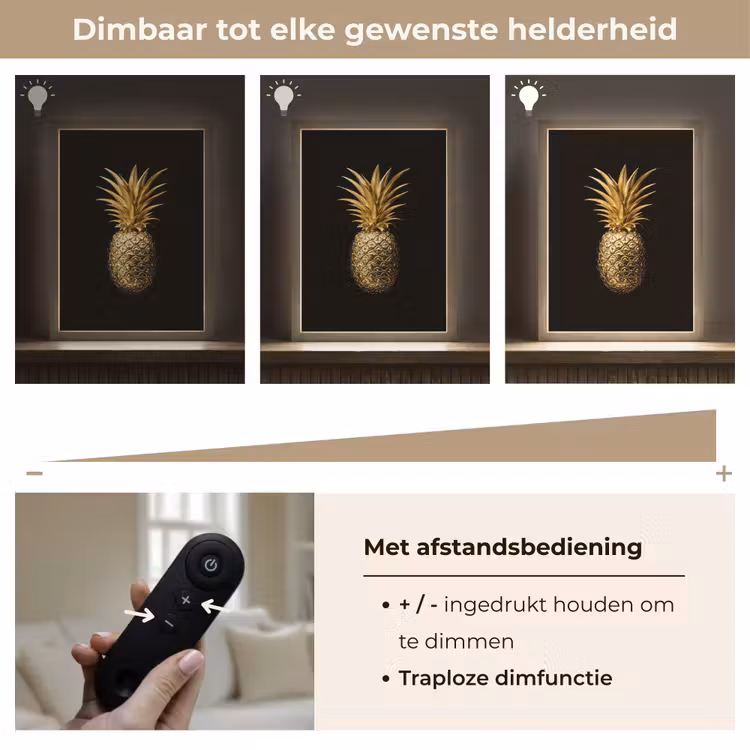 Lightbox - Wandlamp - Ananas - Zwart - Goud - Luxe — 8