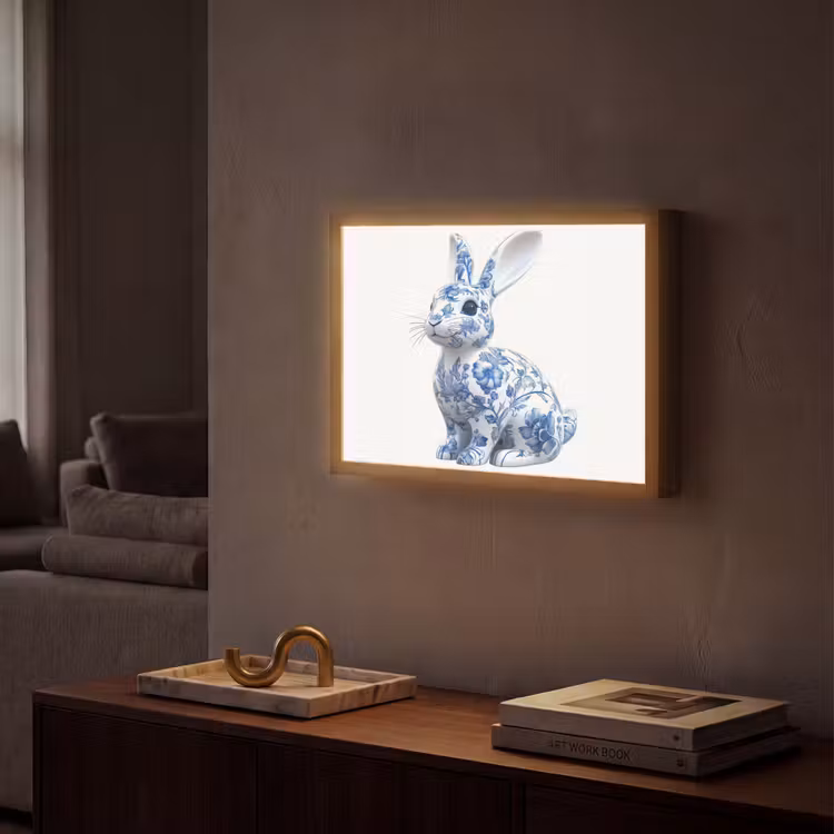 Lightbox - Wandlamp - Delftsblauw - Haasje - Wit — 2
