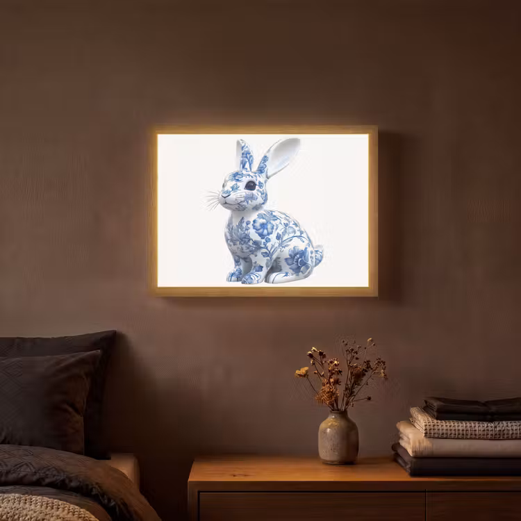 Lightbox - Wandlamp - Delftsblauw - Haasje - Wit — 3