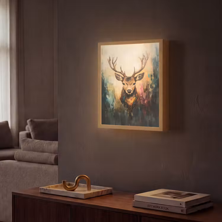 Lightbox - Wandlamp - Hert - Geverfd - Gewei - Bruin — 2