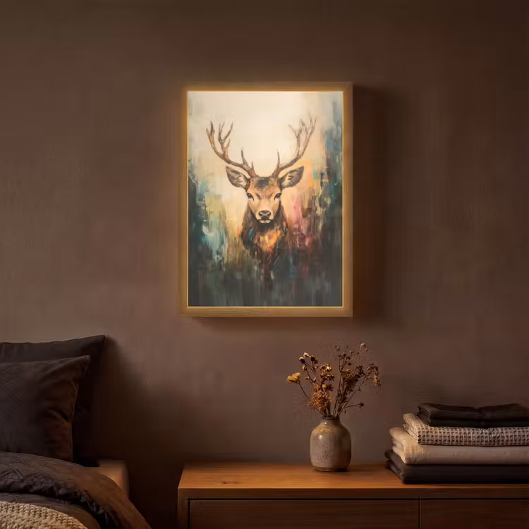 Lightbox - Wandlamp - Hert - Geverfd - Gewei - Bruin — 3