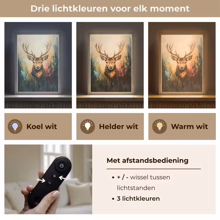 Lightbox - Wandlamp - Hert - Geverfd - Gewei - Bruin — 7