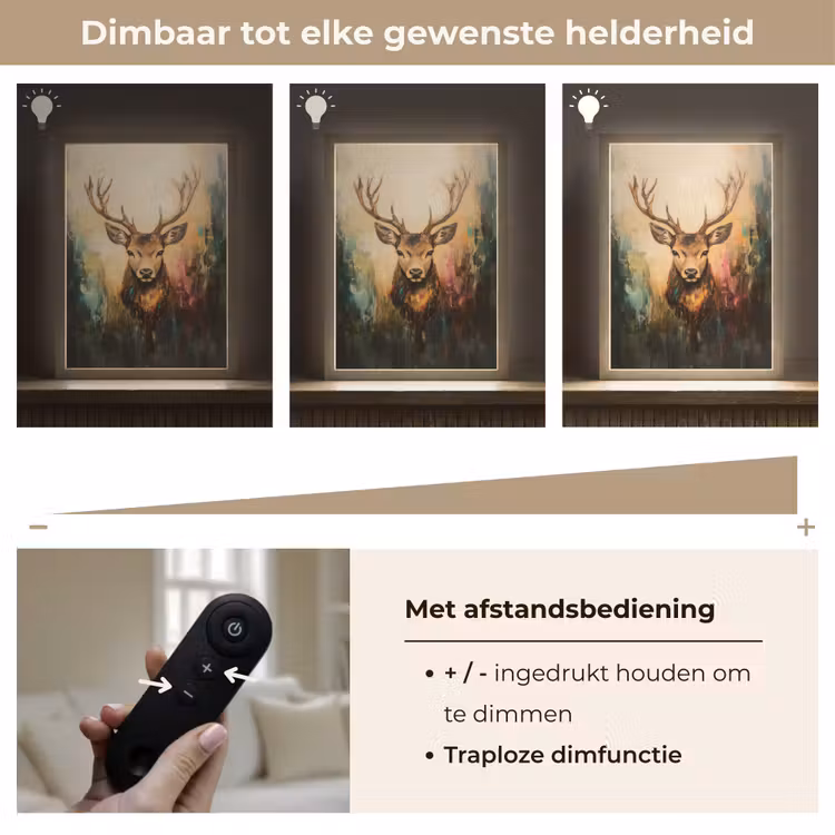 Lightbox - Wandlamp - Hert - Geverfd - Gewei - Bruin — 8