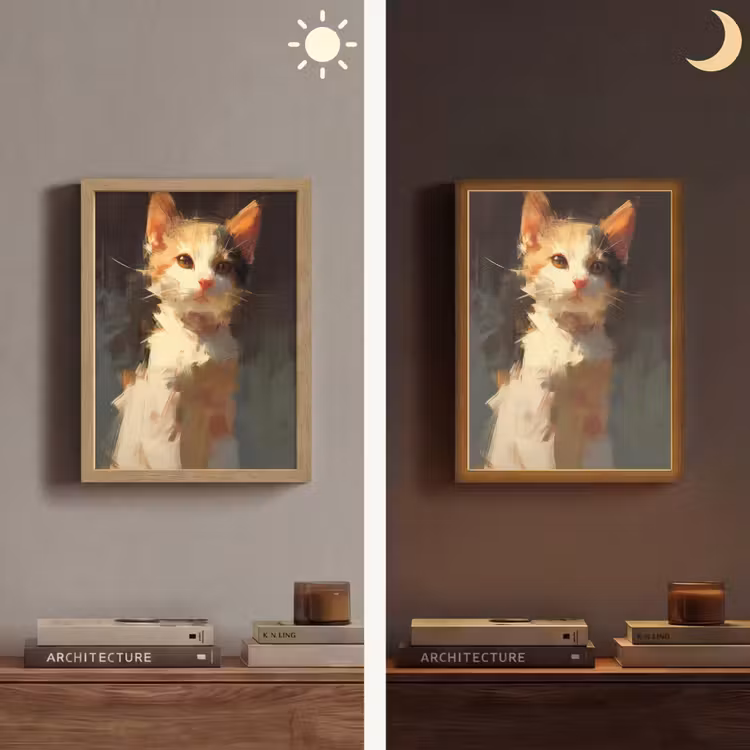 Lightbox - Wandlamp - Kat - Geschilderd - Artistiek - Wit — 5