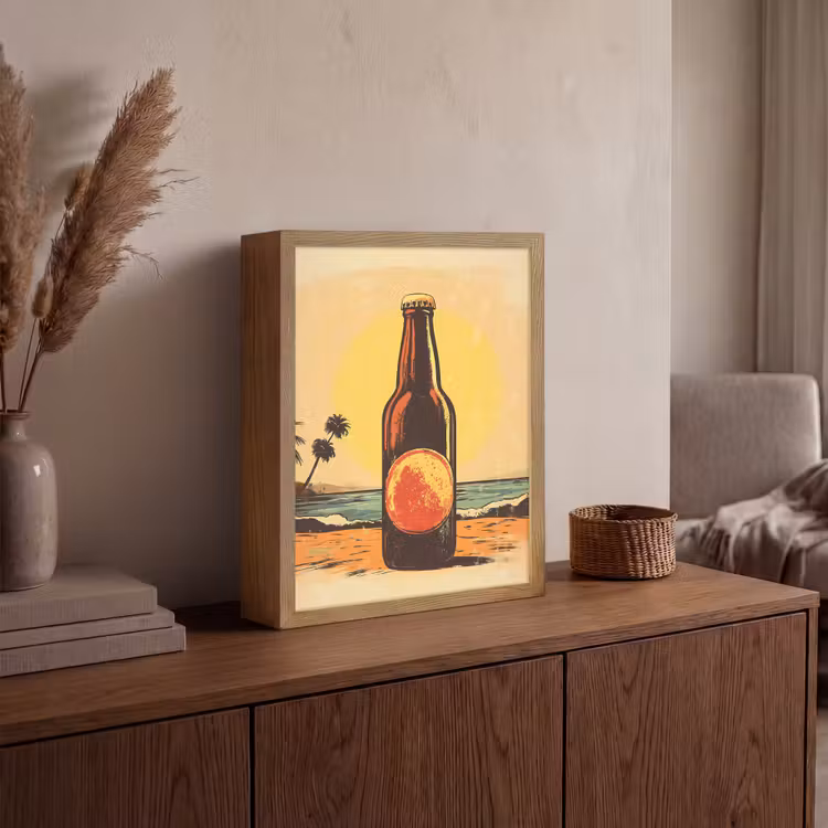 Lightbox - Wandlamp - Bierfles - Zonsondergang - Palmbomen - Zee — 4