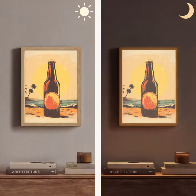 Lightbox - Wandlamp - Bierfles - Zonsondergang - Palmbomen - Zee — 5