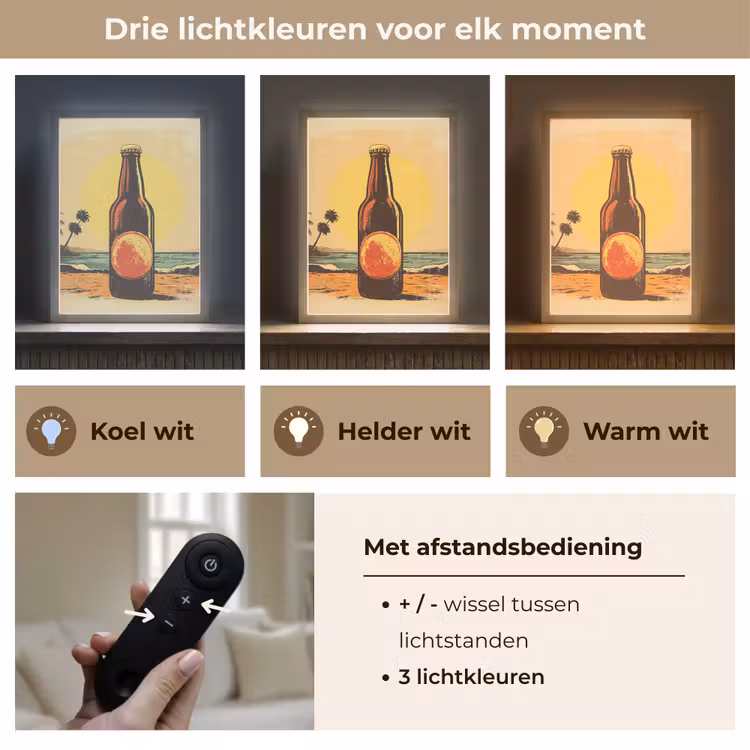 Lightbox - Wandlamp - Bierfles - Zonsondergang - Palmbomen - Zee — 7
