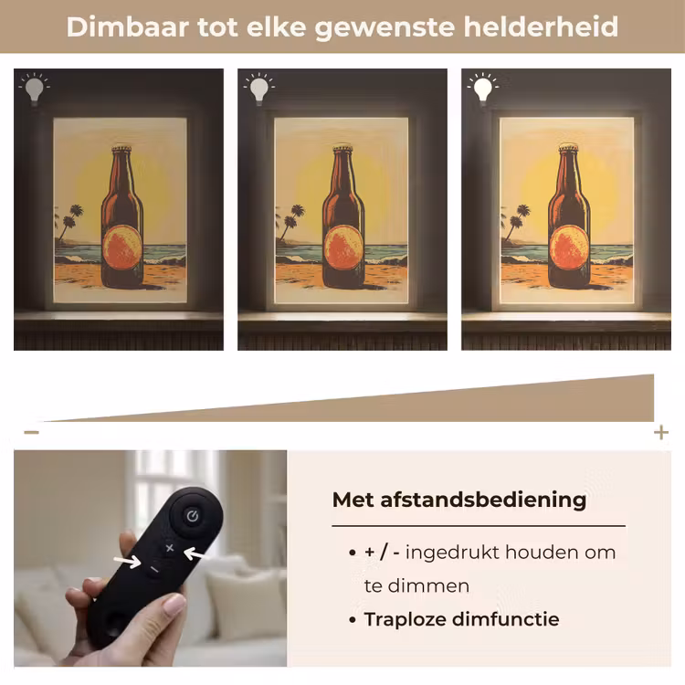 Lightbox - Wandlamp - Bierfles - Zonsondergang - Palmbomen - Zee — 8