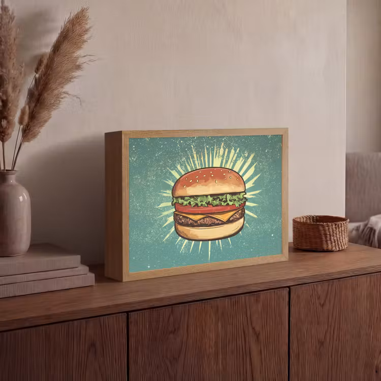 Lightbox - Wandlamp - Hamburger - Illustratie - Sla - Kaas — 4