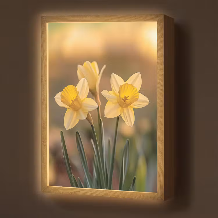 Lightbox - Wandlamp - Bloemen - Geel - Wazig — 1