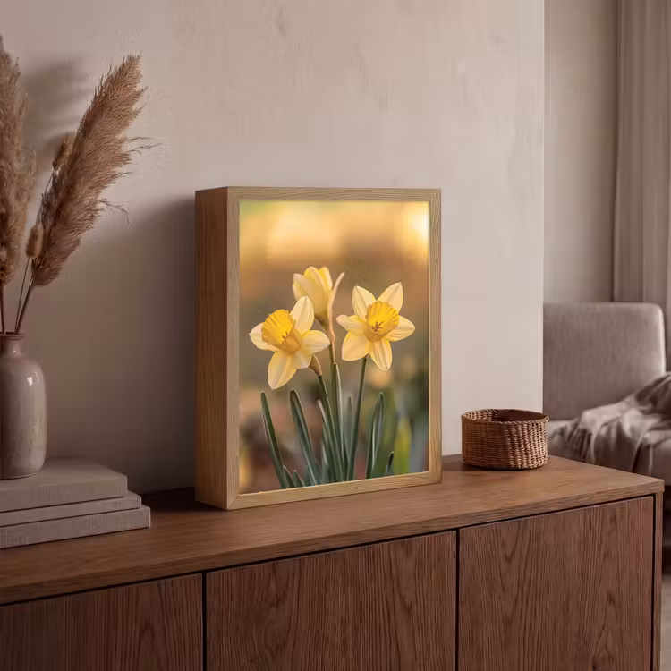 Lightbox - Wandlamp - Bloemen - Geel - Wazig — 4
