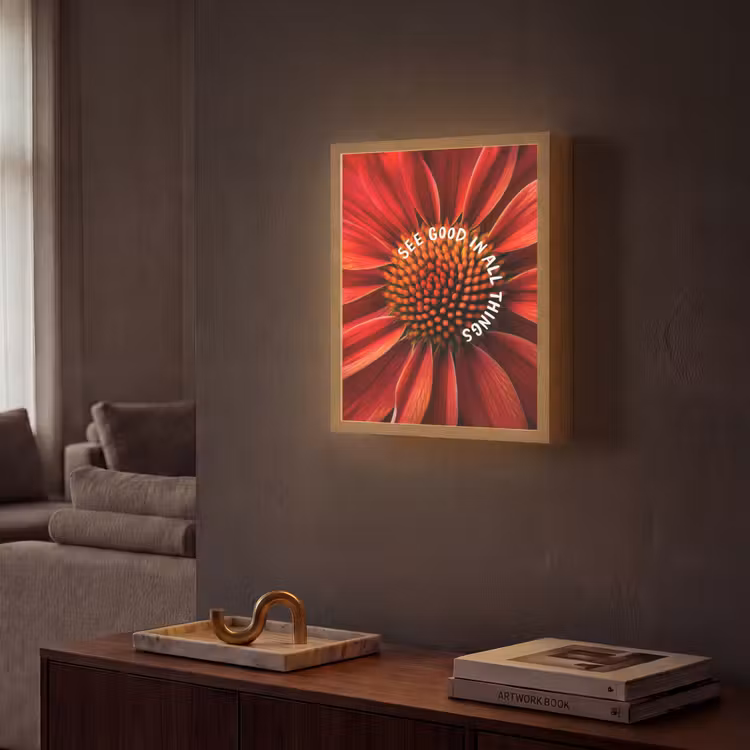 Lightbox - Wandlamp - Close up - Bloem - Quote - Rood — 2