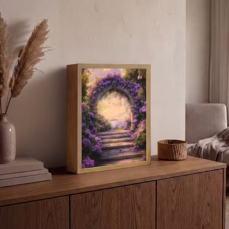 Lightbox - Wandlamp - Poort - Paars - Bloemen — 4
