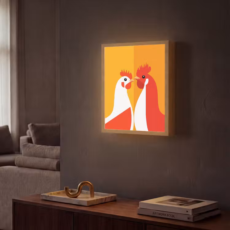 Lightbox - Wandlamp - Kippen - Oranje - Vlakken — 2