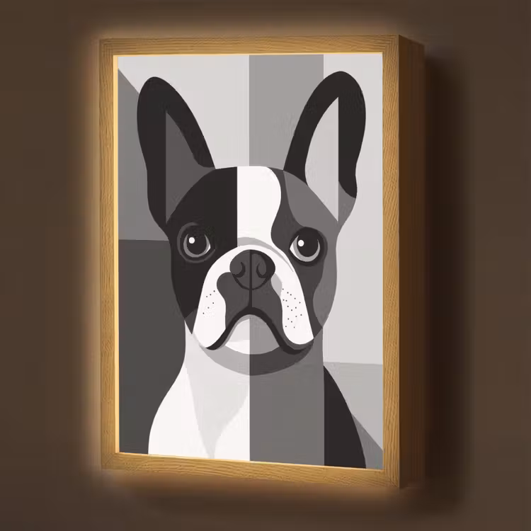 Lightbox - Wandlamp - Buldog - Zwart - Abstract - Vlakken — 1