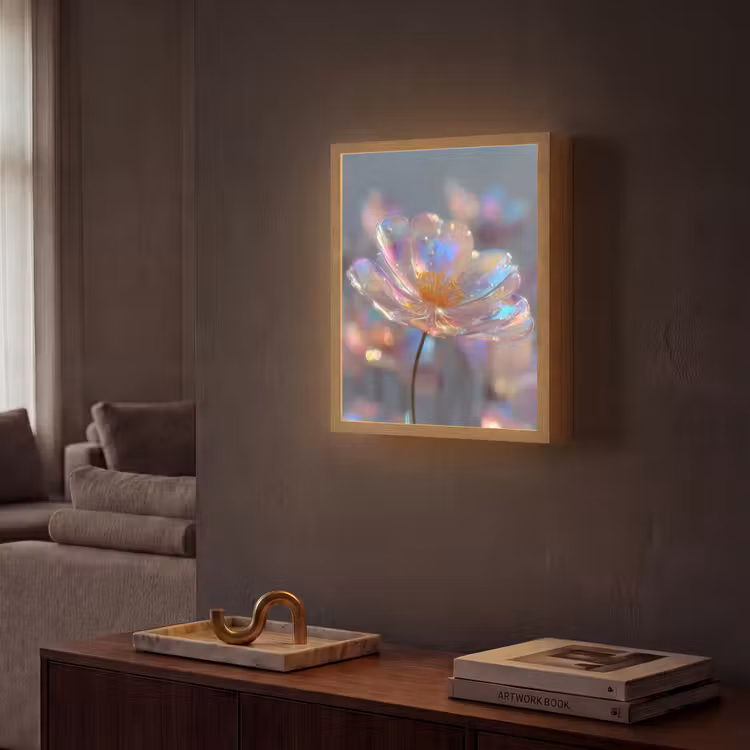 Lightbox - Wandlamp - Bloem - Transparant - Pastelkleuren - Druppels — 2