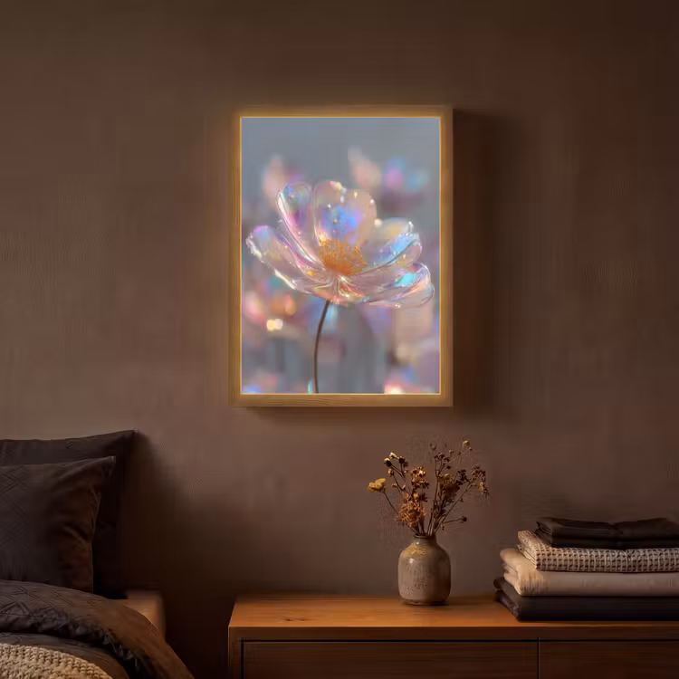 Lightbox - Wandlamp - Bloem - Transparant - Pastelkleuren - Druppels — 3