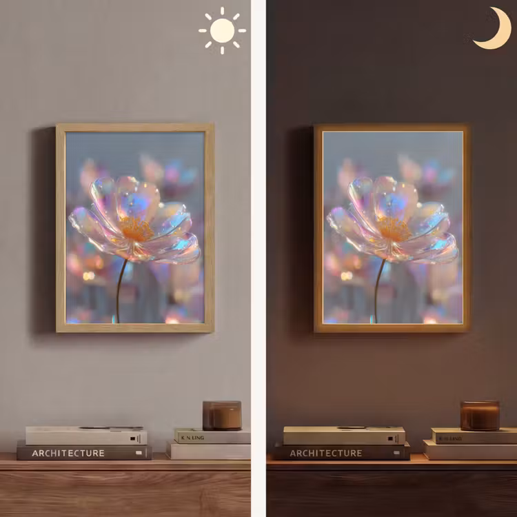 Lightbox - Wandlamp - Bloem - Transparant - Pastelkleuren - Druppels — 5