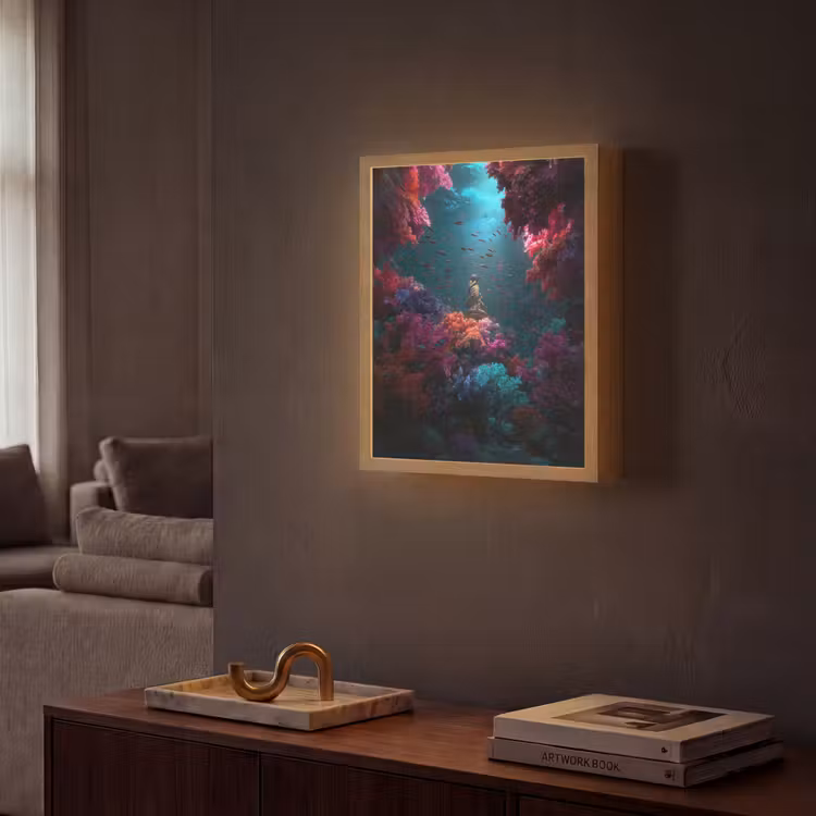 Lightbox - Wandlamp - Standbeeld - Zeebodem - Koraal - Kleurrijk — 2