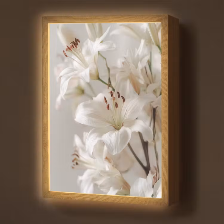Lightbox - Wandlamp - Lelies - Boekte - Wit - Meeldraden — 1