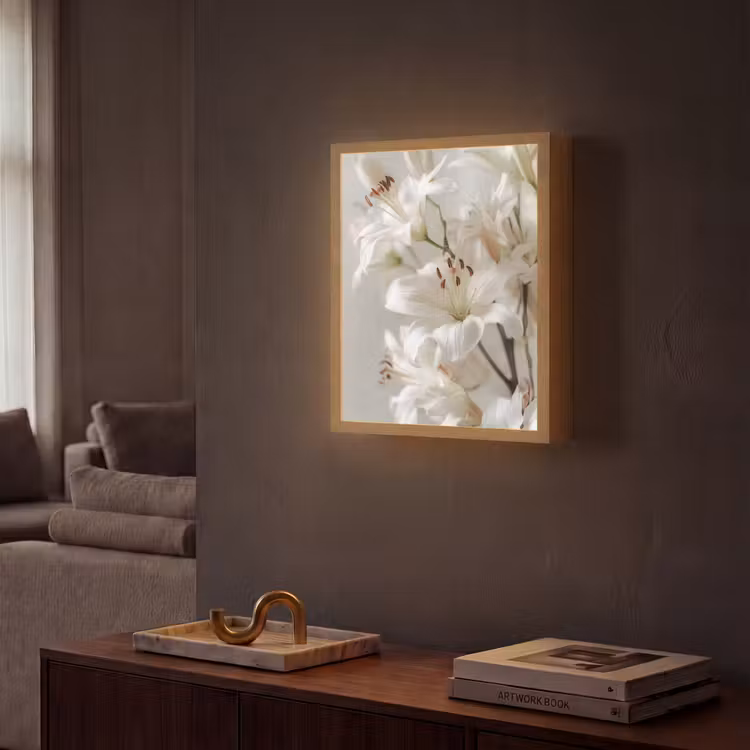 Lightbox - Wandlamp - Lelies - Boekte - Wit - Meeldraden — 2