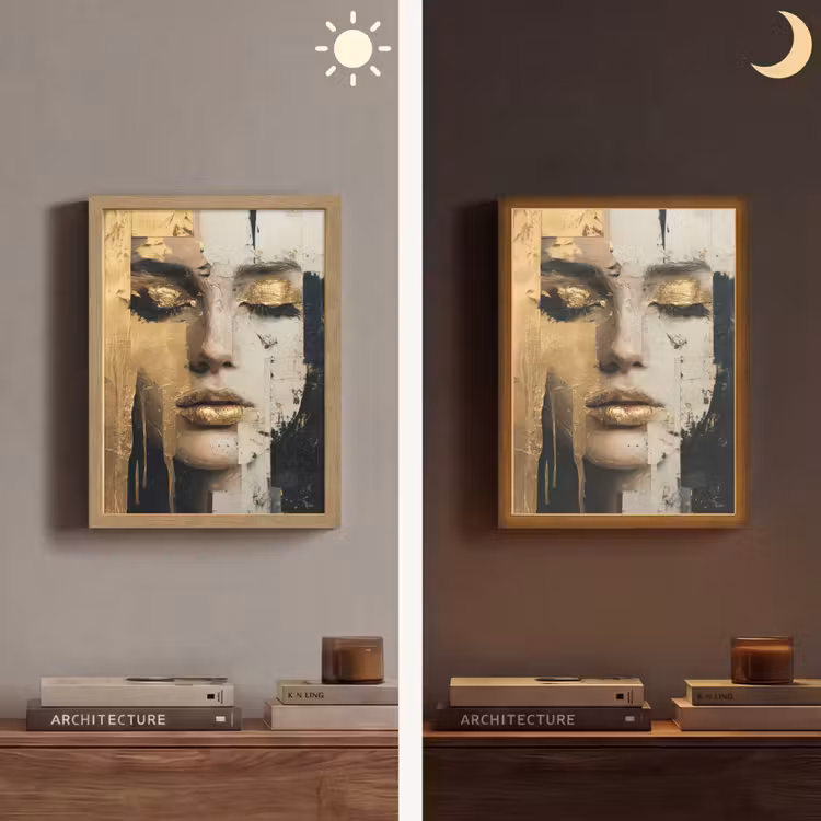 Lightbox - Wandlamp - Abstract - Goud - Gezicht - Lippen — 5
