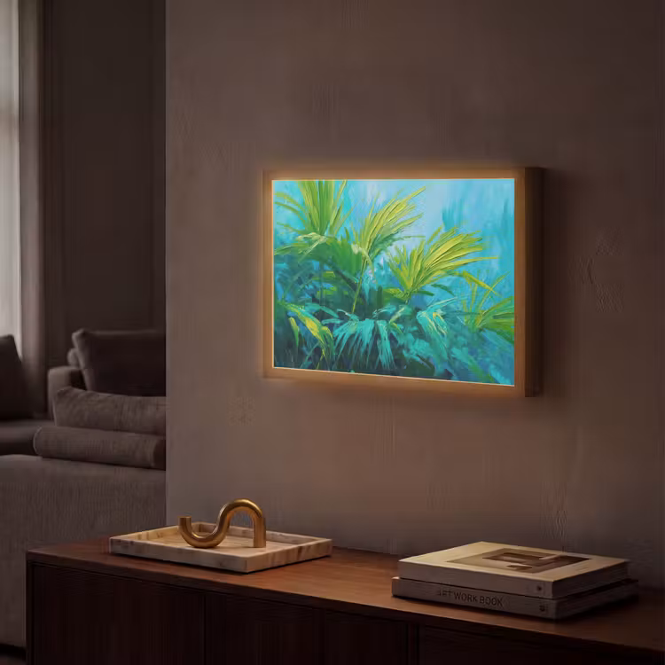Lightbox - Wandlamp - Bladeren - Groen - Schilderij - Abstract — 2