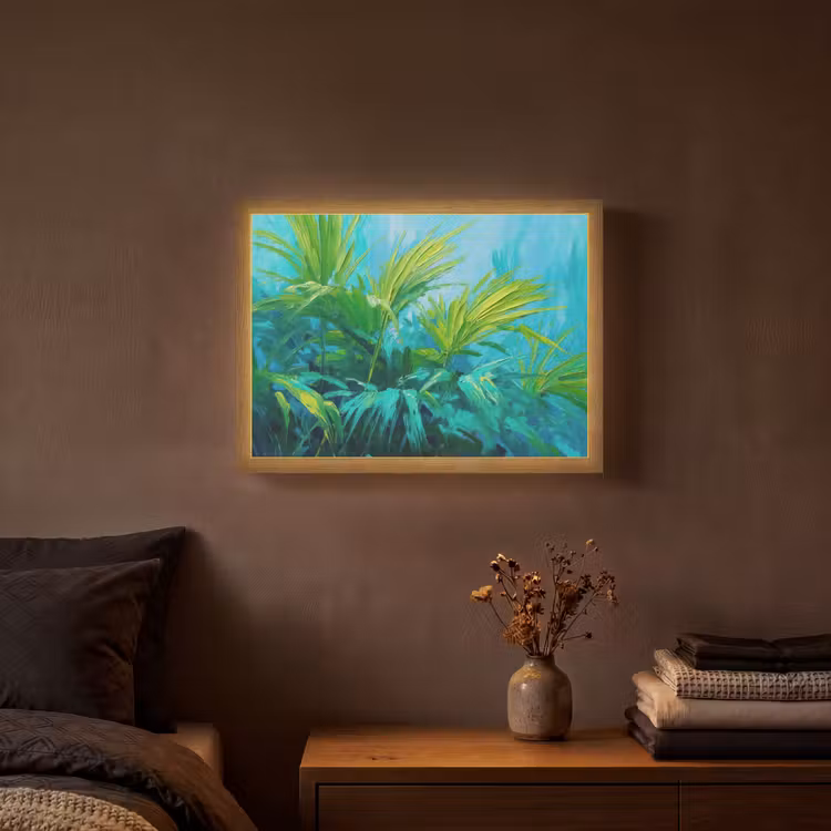 Lightbox - Wandlamp - Bladeren - Groen - Schilderij - Abstract — 3