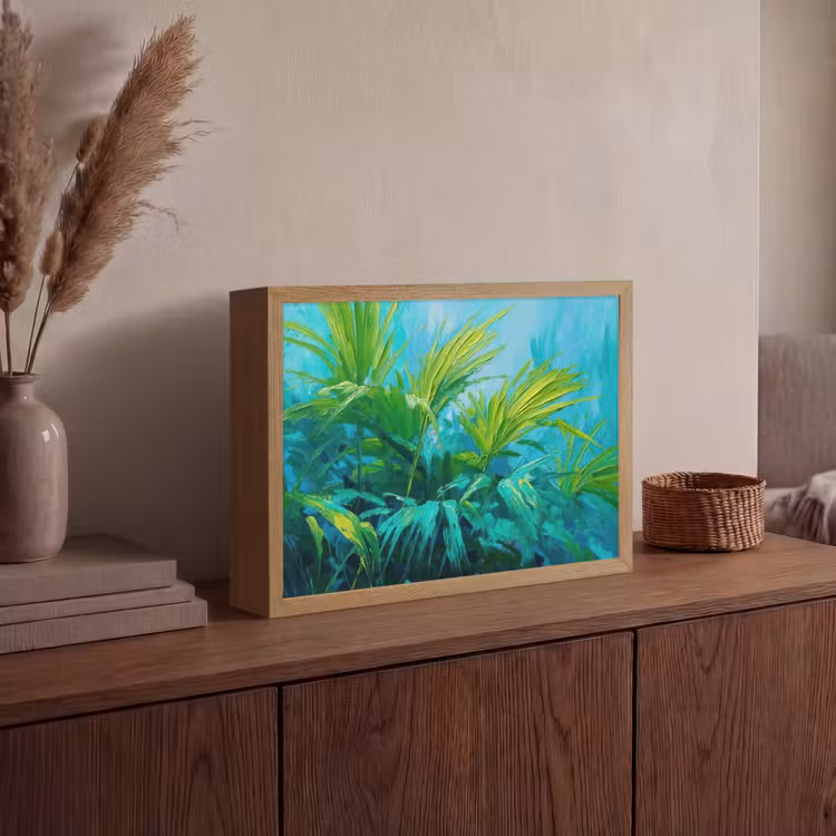 Lightbox - Wandlamp - Bladeren - Groen - Schilderij - Abstract — 4